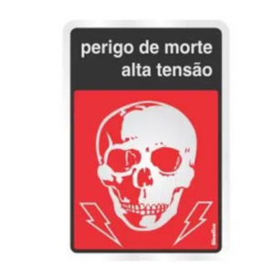 PLACA 150AO PERIGO DE MORTE SINALIZE CINZA